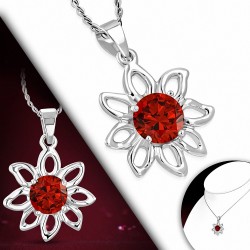 Collier fantaisie en alliage fantaisie de fleurs du soleil avec opale de feu orange CZ