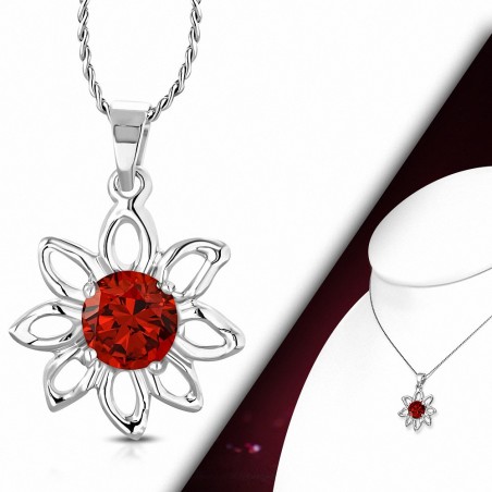 Collier fantaisie en alliage fantaisie de fleurs du soleil avec opale de feu orange CZ