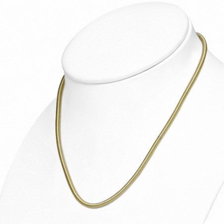 49cm x 4mm | Collier ras du cou en caoutchouc enveloppé de tissu de couleur crème avec verrou en cuivre