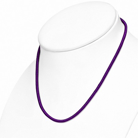 49cm x 4mm | Tour de cou avec collier en caoutchouc gainé de tissu pourpre / violet à la mode