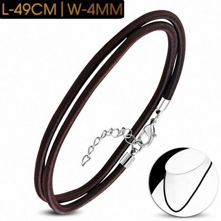 49cm x 4mm | Tour de cou avec collier en caoutchouc gainé de tissu marron foncé à la mode