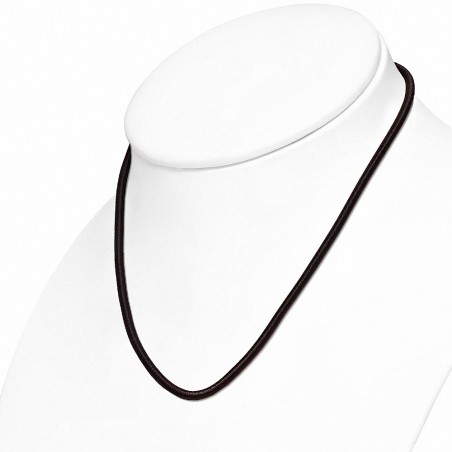49cm x 4mm | Tour de cou avec collier en caoutchouc gainé de tissu marron foncé à la mode