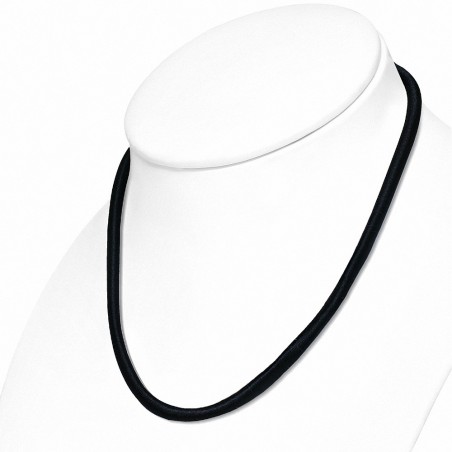 49cm 6mm | Collier Tour de cou en caoutchouc gainé de tissu noir avec verrou en cuivre