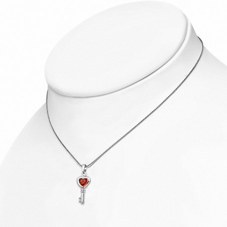 Alliage de cristal fantaisie avec pendentif coeur en alliage de cristal et d'opale de feu orange CZ