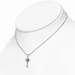 Alliage de cristal fantaisie avec pendentif coeur en alliage fantaisie avec lumière Olivine CZ