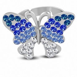 Bague cocktail en forme de papillon avec cristal en alliage taille unique avec cz coloré