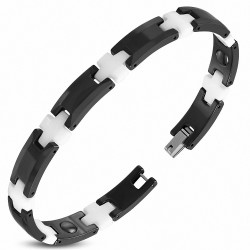 22cm x 9mm | Bracelet magnétique en céramique bi-ton lien croix panthère