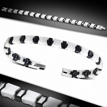 21cm x 7mm | Bracelet magnétique en céramique bi-ton lien panthère