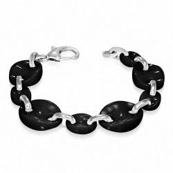 21cm x 17mm | Bracelet chaîne à maillons en céramique ovale noir
