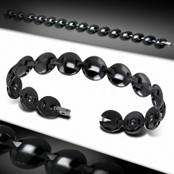 18cm x 12mm | Bracelet magnétique en céramique noire à maillons ronds