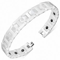 21cm x 13mm | Bracelet magnétique à maillons en céramique blanche