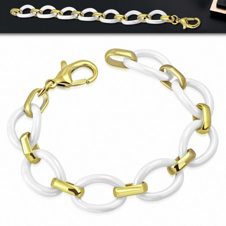 23cm x 16mm | Bracelet chaîne à maillons en doré blanc