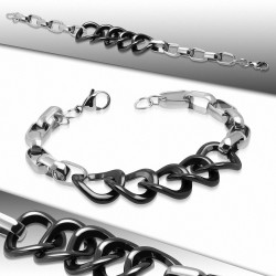 Bracelet en céramique à 2 tons en céramique avec cercle de verrouillage tordu avec chaîne à maillons ovale en acier inoxydable