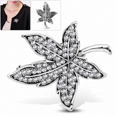 Broche en alliage d'érable / feuille de vigne pour femmes en alliage Fashion  Clear CZ