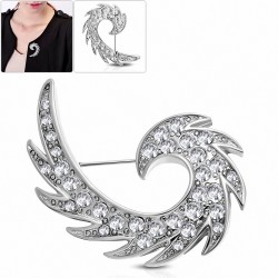 Broche en alliage d'aile d'ange gardien spirale en alliage fashion avec  clear CZ