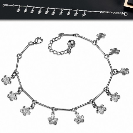 Bracelet à breloques avec breloques en forme de fleur en alliage / chaîne de cheville avec chaîne d'extension