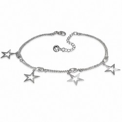 Bracelet en alliage à la mode en alliage découpé étoiles Jingle Bell à brins / chaîne avec chaîne d'extension