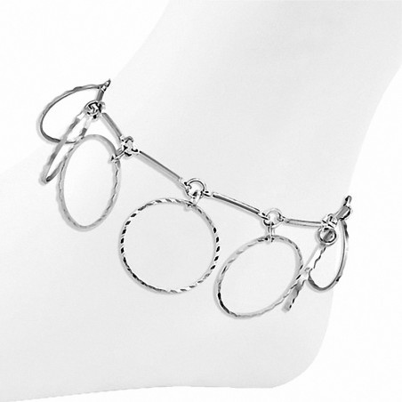 Bracelet à breloques / bracelet de cheville avec chaîne de rallonge en alliage de mode avec cercle découpé