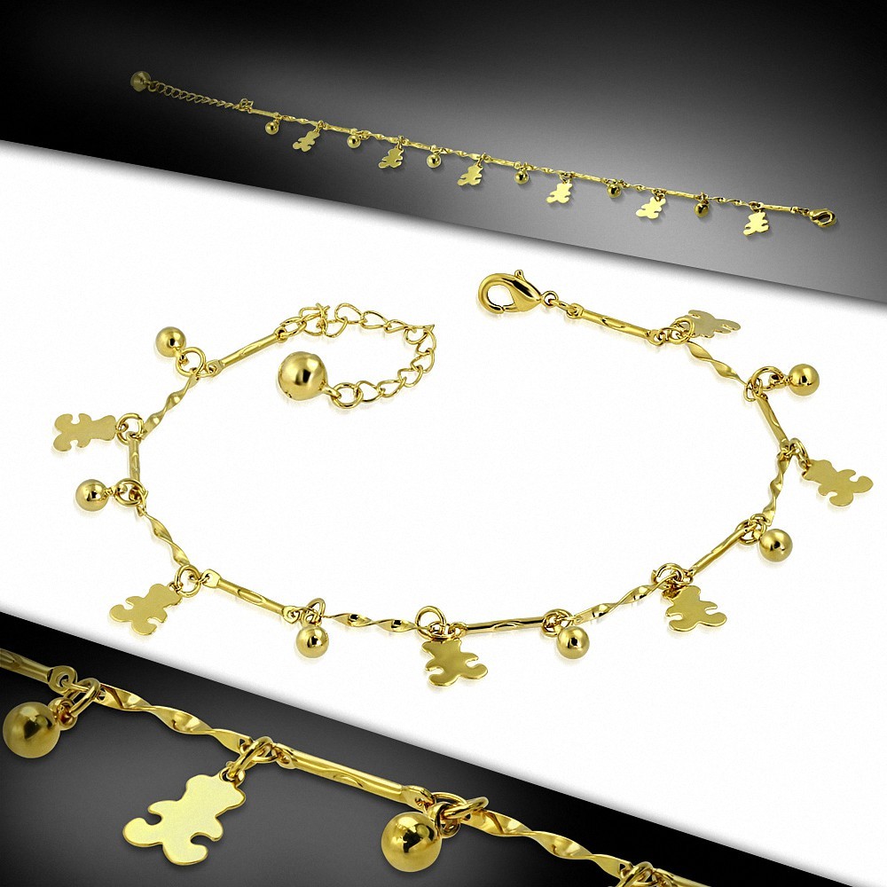 Bracelet à breloques en forme de tulle de javelot en cuivre doré à la mode avec chaîne d'extension
