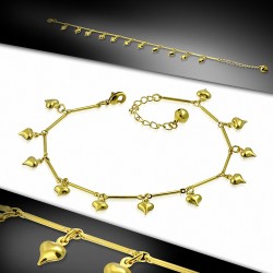 Bracelet à breloques / bracelet de cheville avec chaîne en alliage de cuivre à la mode en forme de coeur en cuivre doré