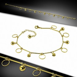 Bracelet à breloques en forme de cercle de cuivre doré à la mode avec chaîne de cheville avec chaîne d'extension
