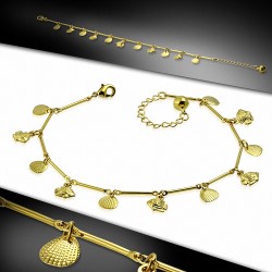 Bracelet à breloques / bracelet de cheville avec chaîne de rallonge en forme de coquille Saint-Jacques
