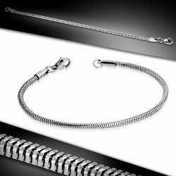 17cm x 2.5mm | Bracelet en acier inoxydable avec mousqueton et fermoir à mousqueton