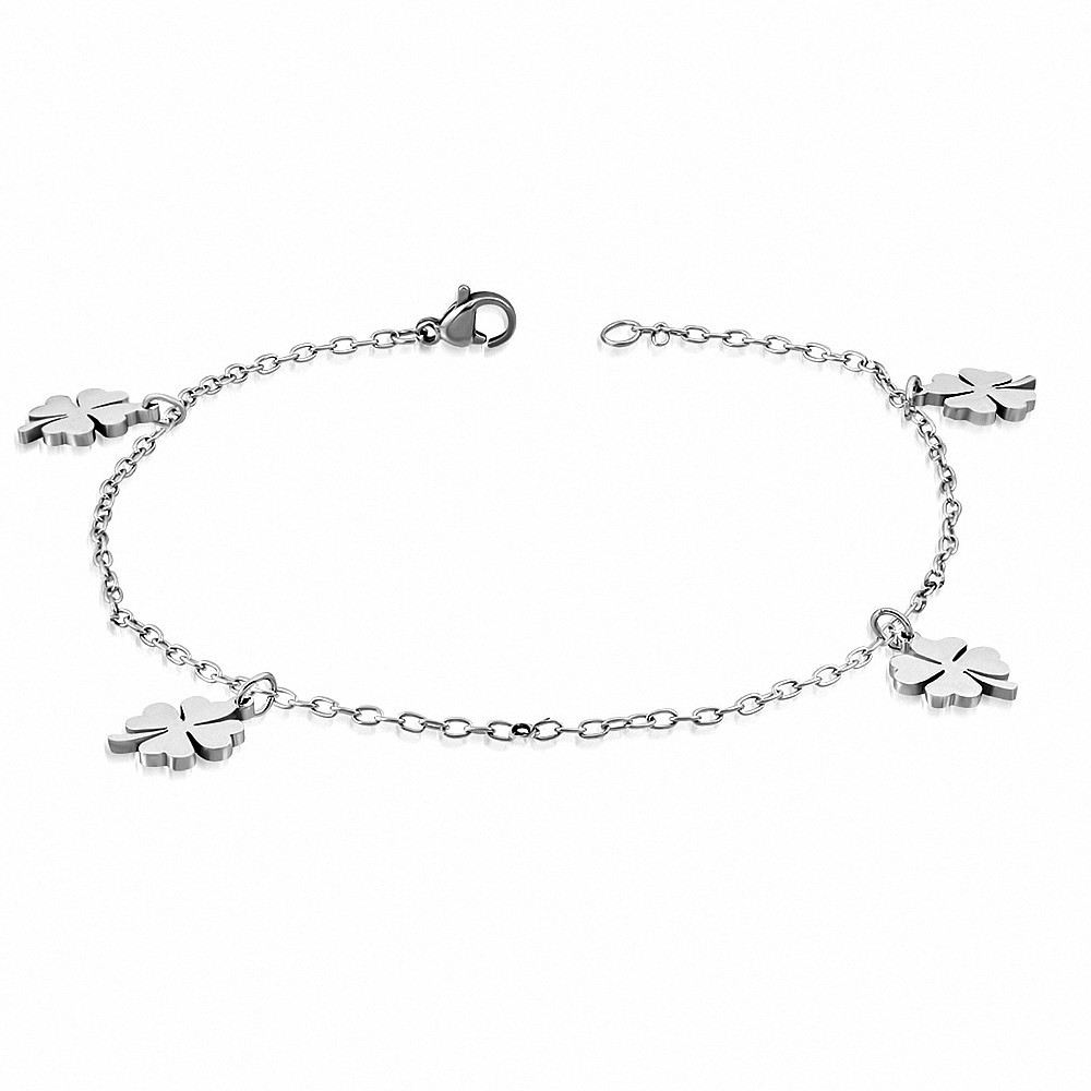 Bracelet à maillons en acier inoxydable avec breloque en forme de coeur et coeur en forme de coeur