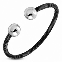 Bracelet manchette torc en fil de câble torsadé celtique acier bille