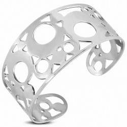 Bracelet manchette en dentelle avec cercle géométrique en acier inoxydable