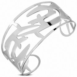 Bracelet manchette en dentelle tribale géométrique en acier inoxydable