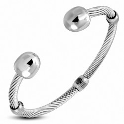 Bracelet manchette magnétique Torc rond en acier inoxydable avec câble torsadé celtique en acier inoxydable