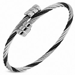 Bracelet manchette Torc en acier inoxydable avec câble torsadé