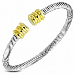 Bracelet manchette Torc en acier inoxydable avec câble torsadé