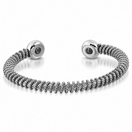 Bracelet manchette magnétique Torc rond en acier inoxydable