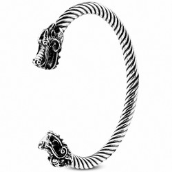 Bracelet motard en acier inoxydable 2 tons avec cordon de manchette Dragon Torc