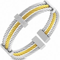 Bracelet manchette en fil de câble torsadé à 2 brins en acier inoxydable à 2 brins