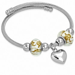 Bracelet en acier inoxydable breloque celtique en forme de coeur et breloque