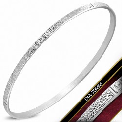 DIA-70mm x 3mm | Bracelet plat maigre en acier inoxydable martelé