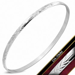 DIA-70mm x 3.5mm | Bracelet rond maigre avec flèche gravée en acier inoxydable