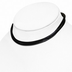 78cm x 3mm | Tour de cou / bracelet en cuir noir à la mode multi-tours
