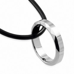 anneau en carbure de tungstène avec collier en caoutchouc noir