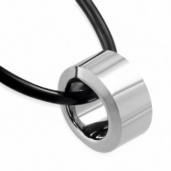 Bague en carbure de tungstène avec collier en caoutchouc noir