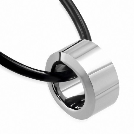 Bague en carbure de tungstène avec collier en caoutchouc noir