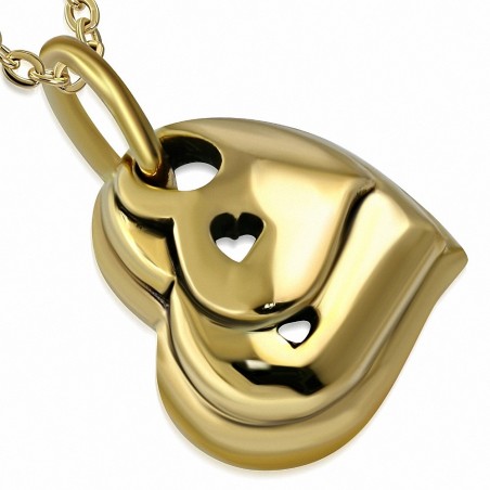 Pendentif coeur de coeur d'amour en bronze concentrique