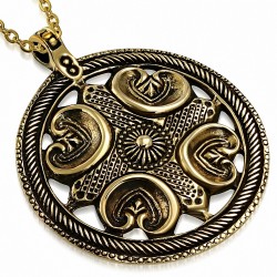 Pendentif cercle de cœur d'amour en bronze à la mode