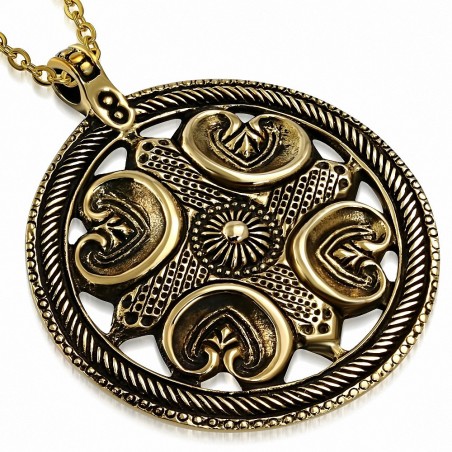 Pendentif cercle de cœur d'amour en bronze à la mode