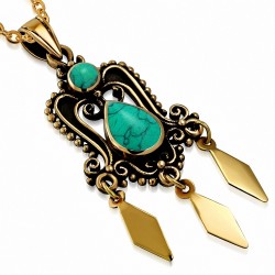 Pendentif Fashion Bohème Bronze avec Turquoise