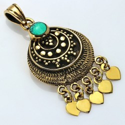 Pendentif Bohème Fashion Bronze avec Turquoise