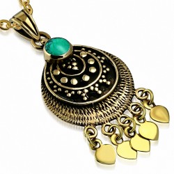 Pendentif Bohème Fashion Bronze avec Turquoise